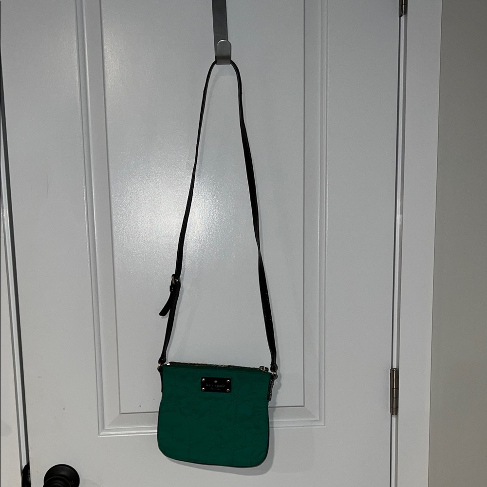 kate spade Quilted Teal Nylon Crossbody with Black Strap - Picture 11 of 11